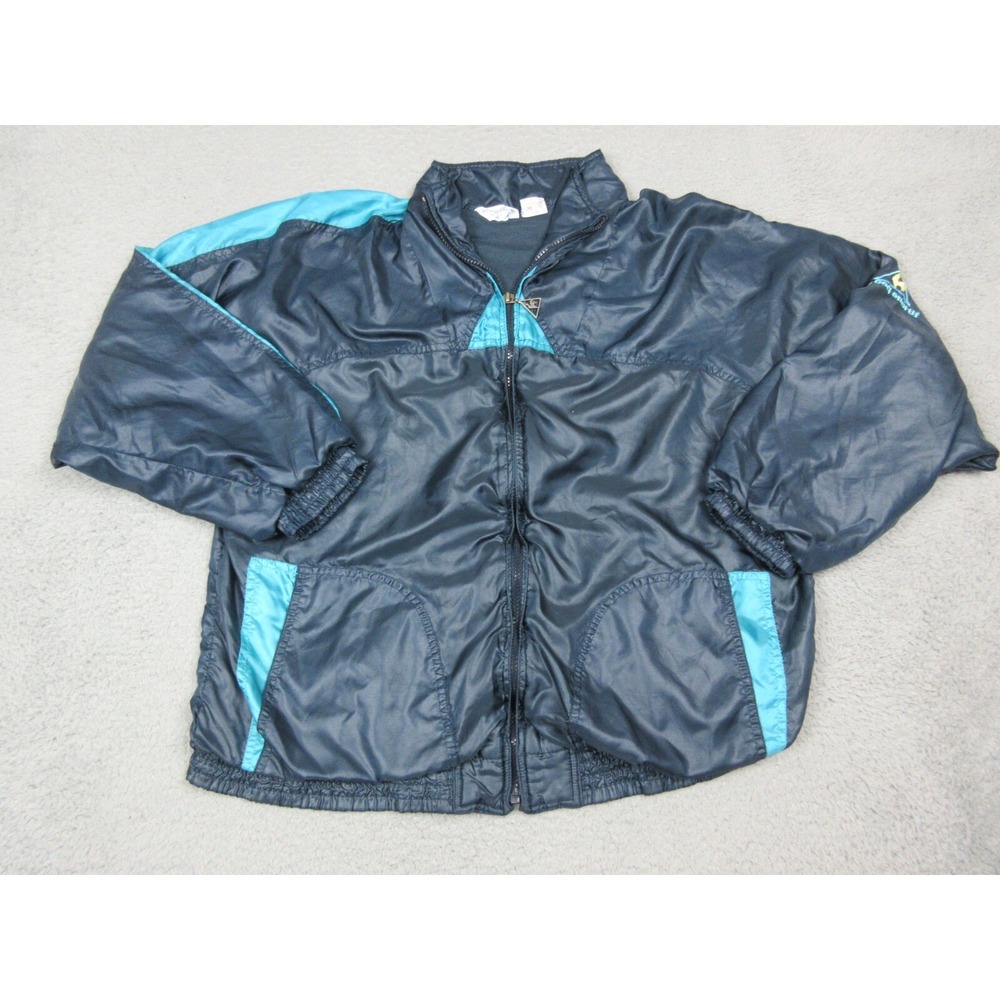 Vintage Le Coq Sportif Jacket Mens M Blue Teal Full Zip Colorblock Windbreaker